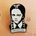 1 шт., значок в виде мультяшной среды Addams I AM Smile Icons, брошь для рюкзака, булавки для одежды, акриловые Значки для женщин и девочек, подарок