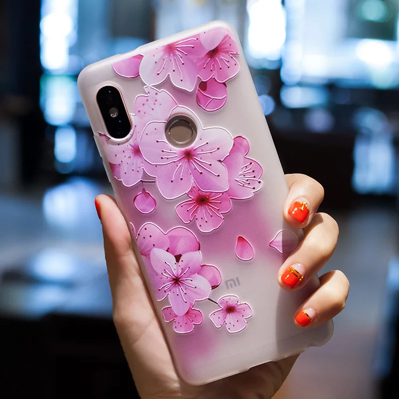 TPU Case For Xiaomi Redmi Note 5 Pro Fashion 3D Relief Flowers Matte Silicone Soft Cover 6 5A 4X 4A Plus |