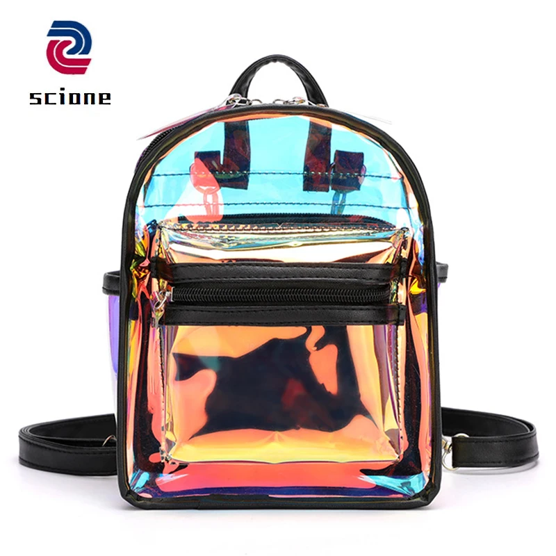 Летний мини рюкзак женский прозрачный стильный для девочки подростка Mochila Laser