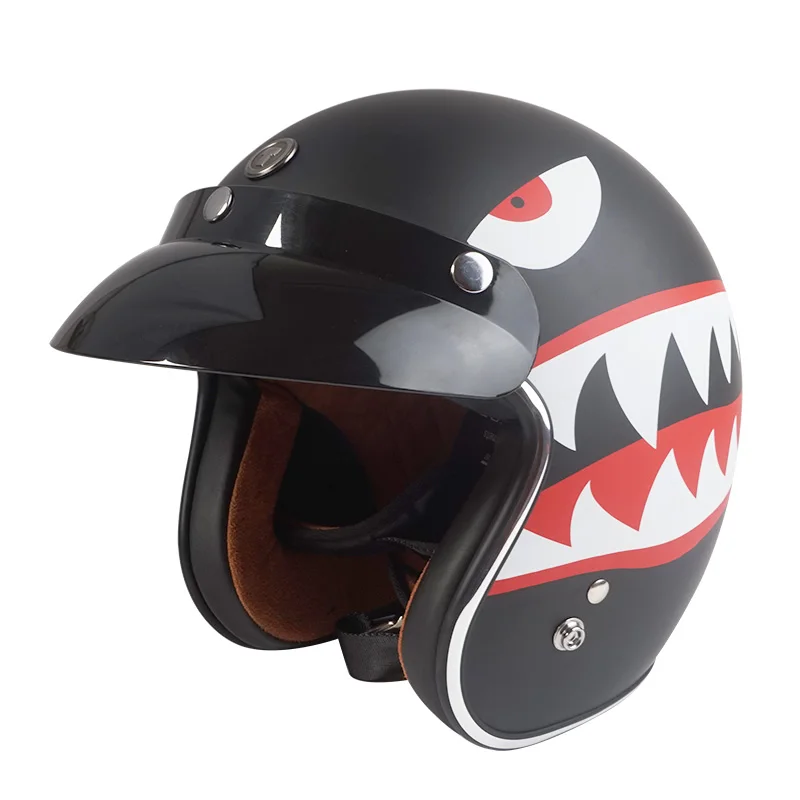 TORC T50 Halley винтажный мото rcycle шлем 3/4 с открытым лицом Ретро мото гоночный скутер шлем точка одобрить мото rbike шлем - Цвет: Flying Tigers