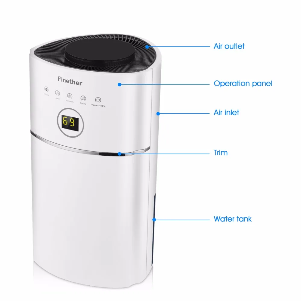 Finether DS01A 01 2.4L емкость цифровой осушитель воздуха анион УФ низкой энергии очистки