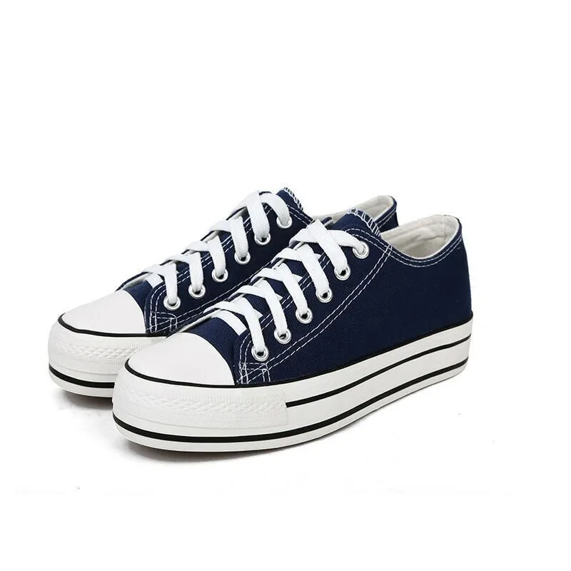 Новинка 2020 года Парусиновые туфли на танкетке с толстой подошвой Женская