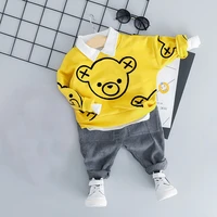 autumn spring baby boys clothes set cotton bear pattern t shirt with pants dress infant children long sleeves suits 3 colors