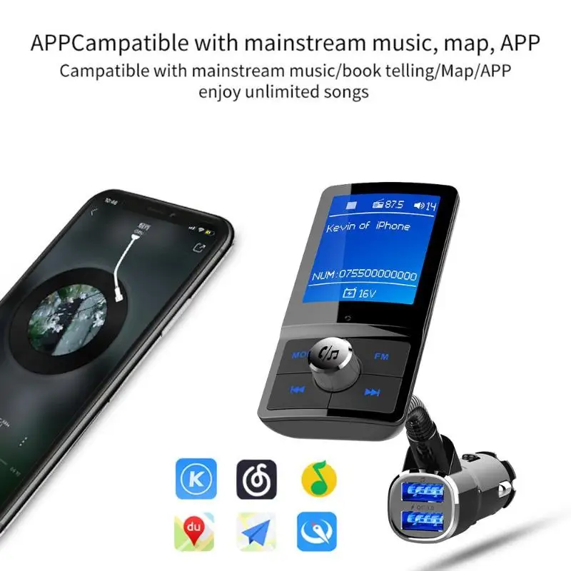 BC43 Bluetooth fm-передатчик ЖК-гарнитура автомобильный комплект MP3 плеер QC3.0 USB зарядное устройство автомобильные аксессуары авто FM модулятор