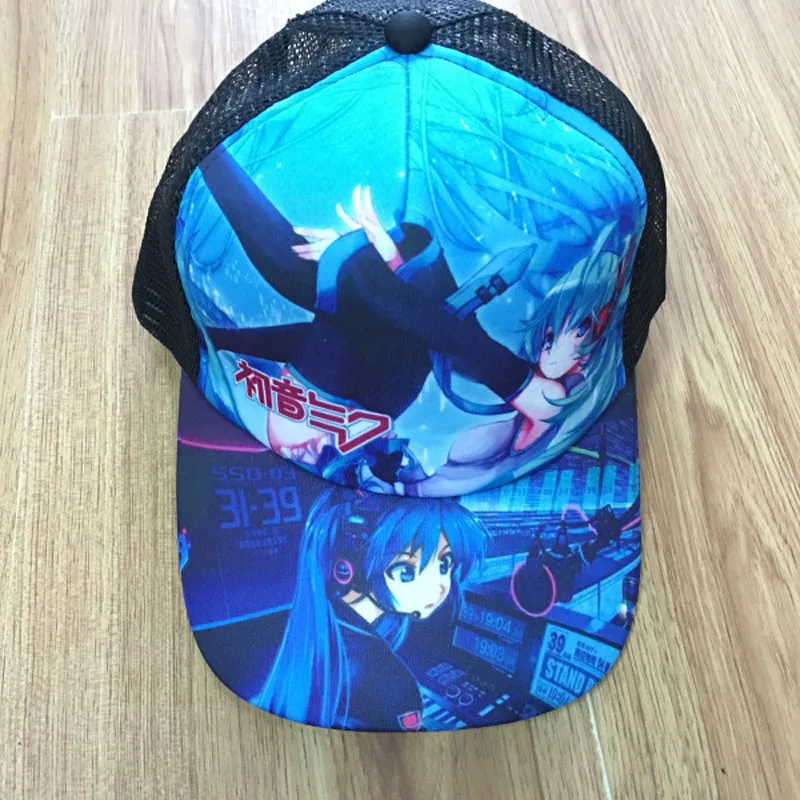 Hatsune аниме Мику летняя кепка-бейсболка сетчатая шапка для взрослых хип-хоп кепка для мальчиков или девочек