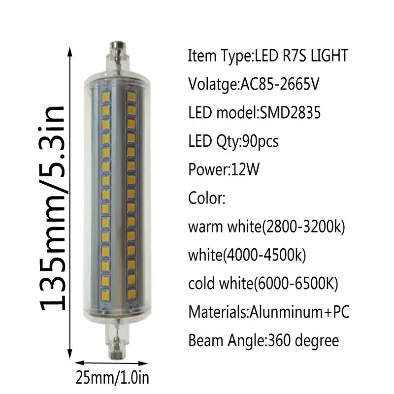 Диммируемая лампа R7S светодиодный Кукуруза 2835 SMD 78 мм 118 135 189 свет 5 Вт 10 12 15 замена