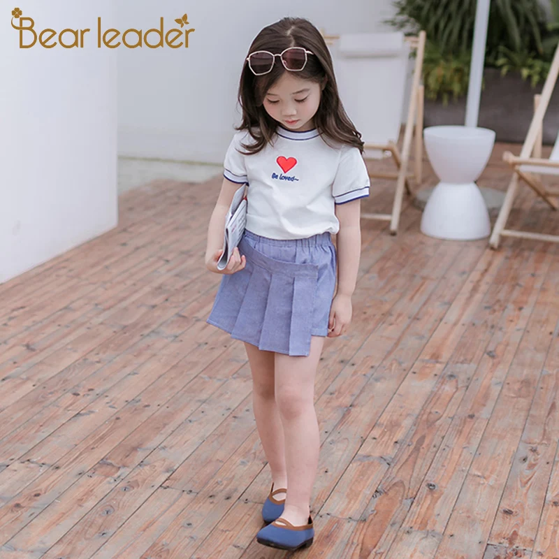 Bear Leader/Одежда для девочек в студенческом стиле топ с длинными рукавами и шорты