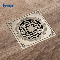 frap luxury antique brass floor drains square 10cm shower floor drain bathroom deodorant waste drain strainer cover grate y38088