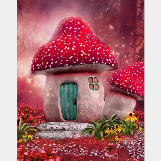 

Red Mushroom 3D Photo Printing Curtains for Kids Bedding Room Living Room Drapes Cortians Children Cute Sunshade Window Curtain
