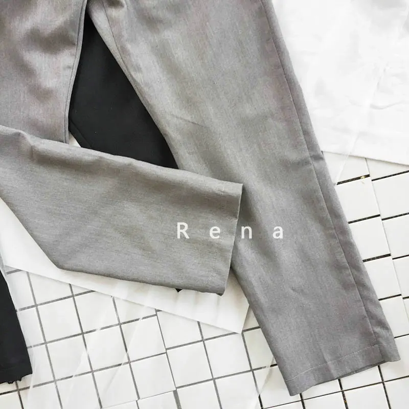 Для женщин костюм Штаны серый черный Однотонные повседневные штаны Мода 2017 г.