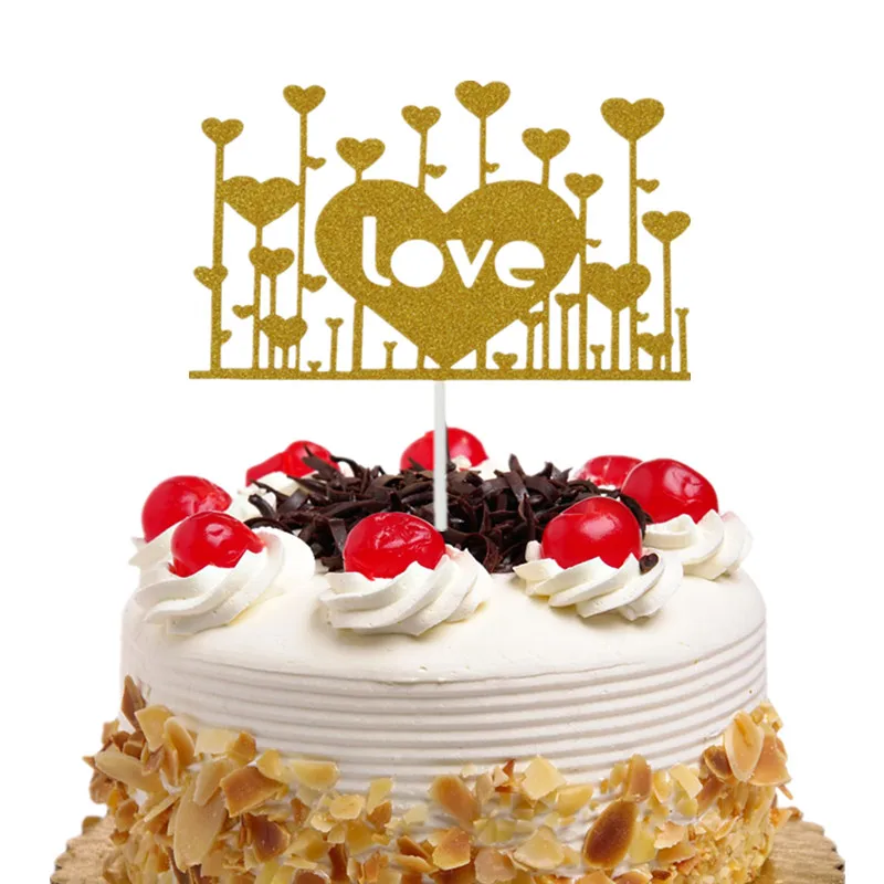 Топперы для торта флажки детей на день рождения блестящие с любовным сердцем