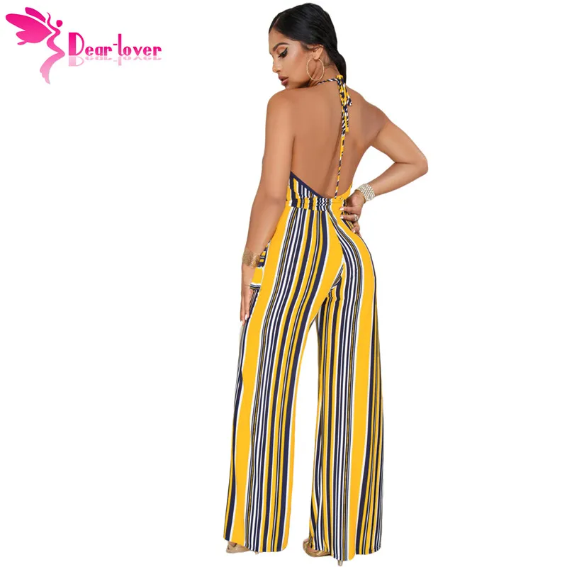 Dear Lover сексуальные комбинезоны без спинки темно-желтый в полоску Глубокий V