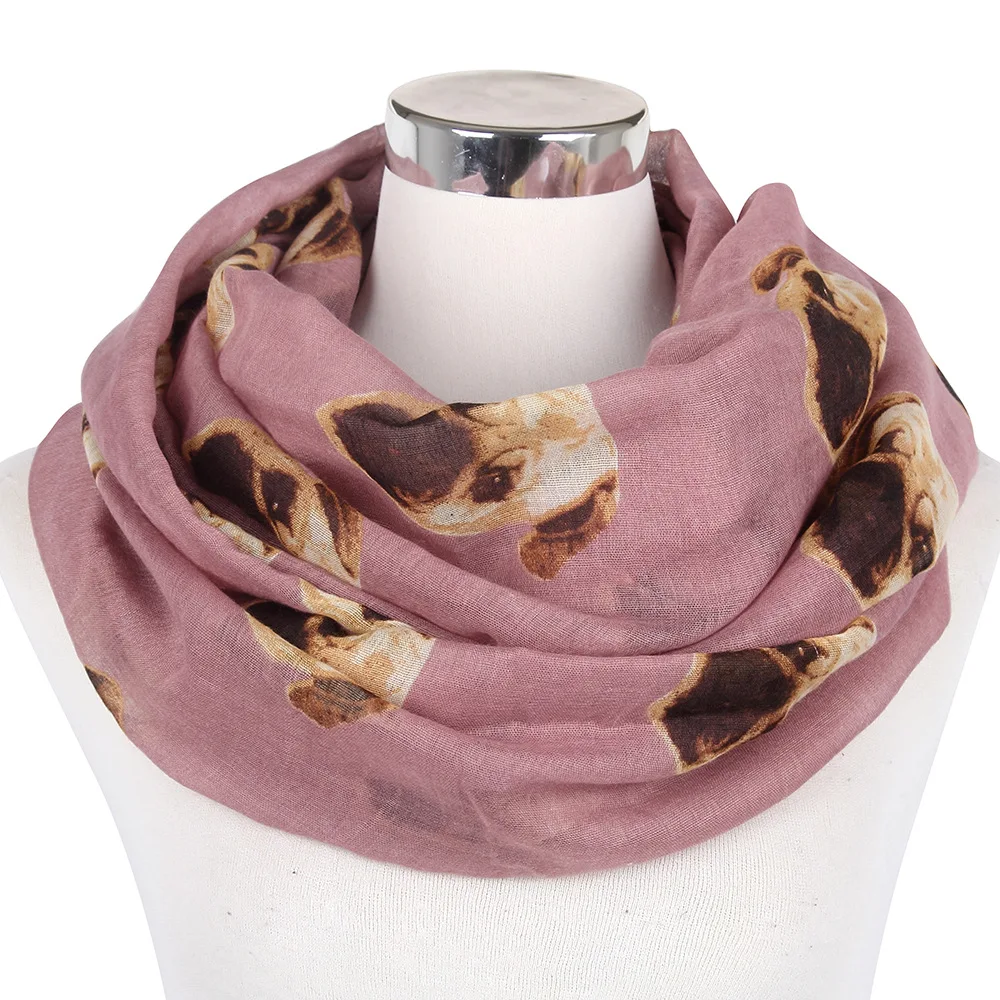 Winfox Модный женский шарф Круглый каваи с принтом собаки Snood хиджаб петли шарфы для