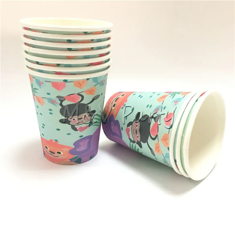 93 шт./лот на тему зоопарка Мультяшные животные чашки тарелки салфетки соломинки