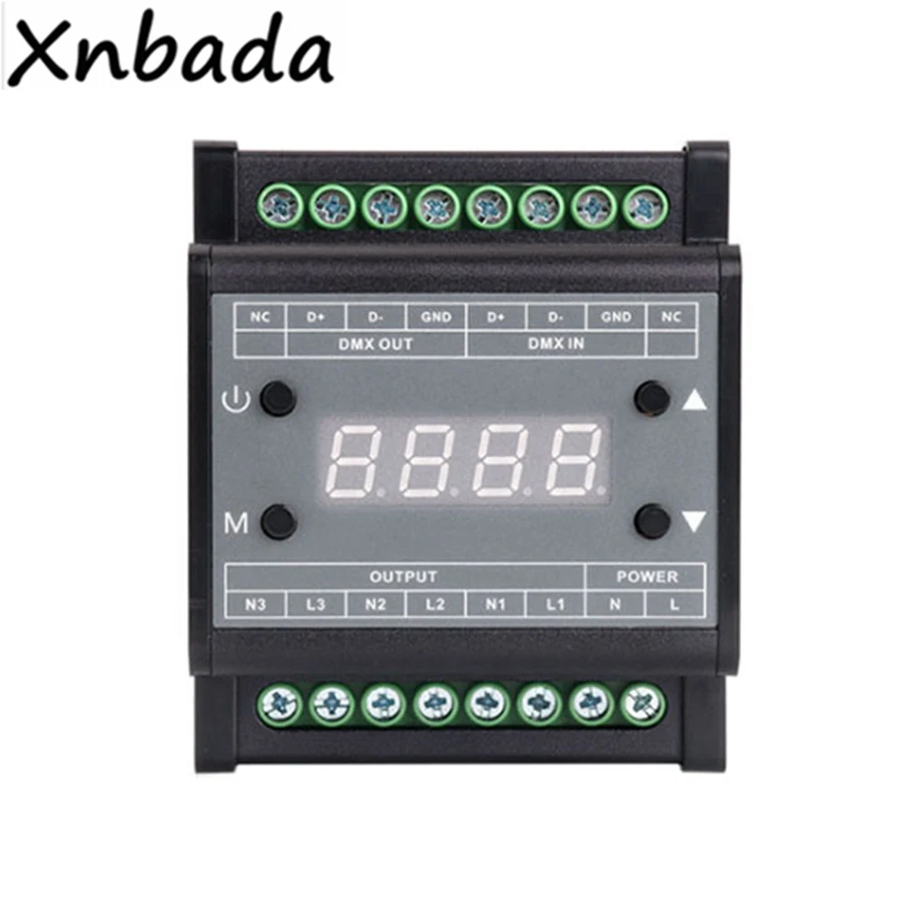 DMX302 Led DMX Triac диммер контроллер AC90V 240V выход 3 канала 1A/CH Высокое напряжение для