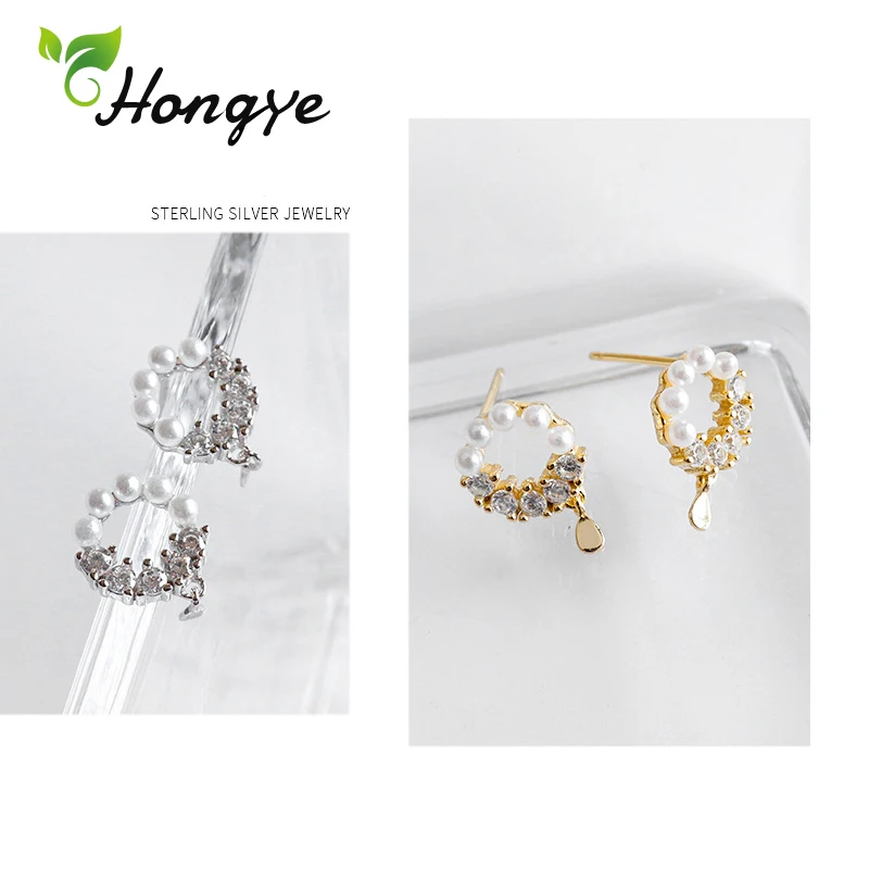 Серьги гвоздики с цирконом для девочек Hongye AAAA серебряного/золотого цвета