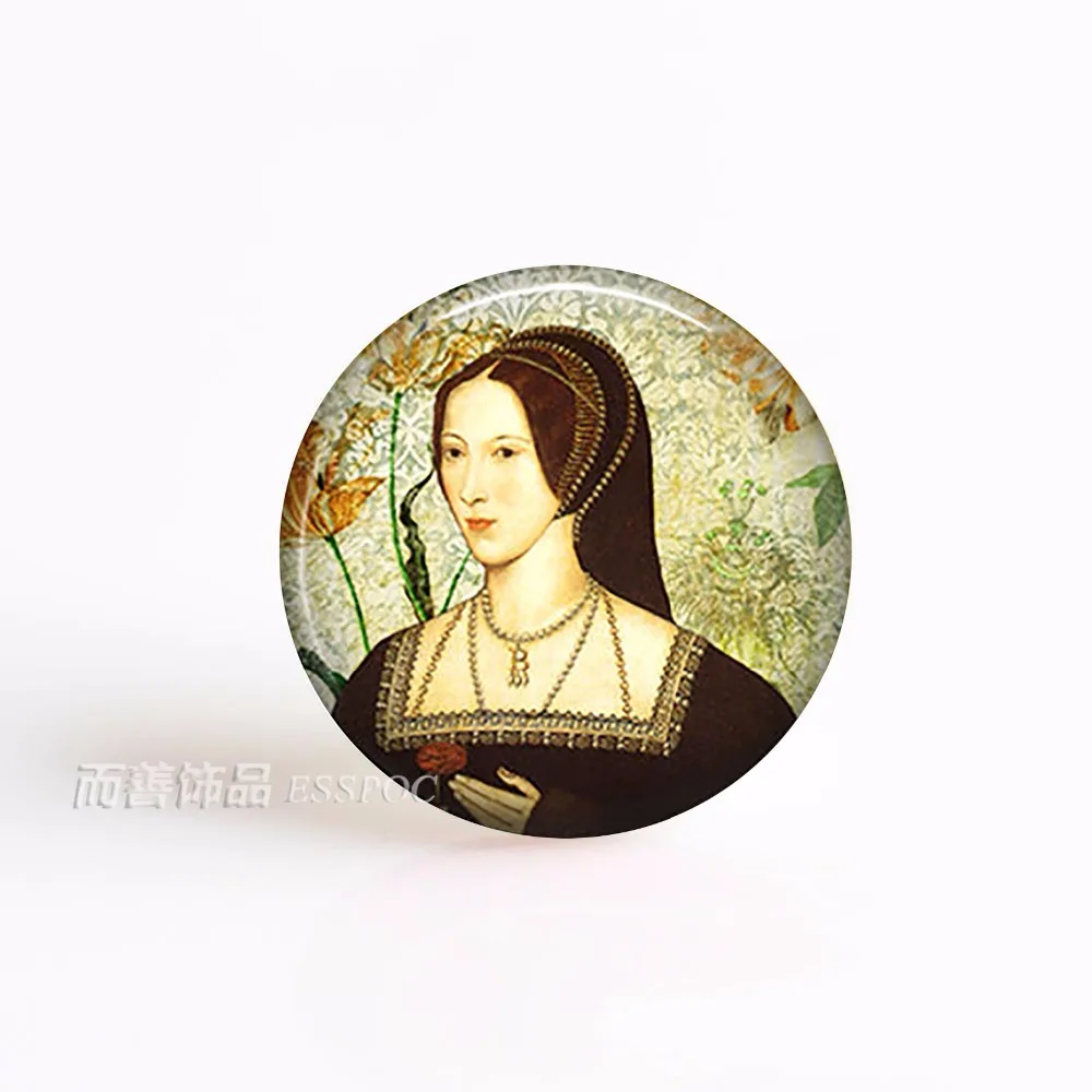 

5 шт./лот художественная картина Anne Boleyn 25 мм круглый стеклянный кабошон подвеска «сделай сам» ожерелье ювелирные изделия аксессуары
