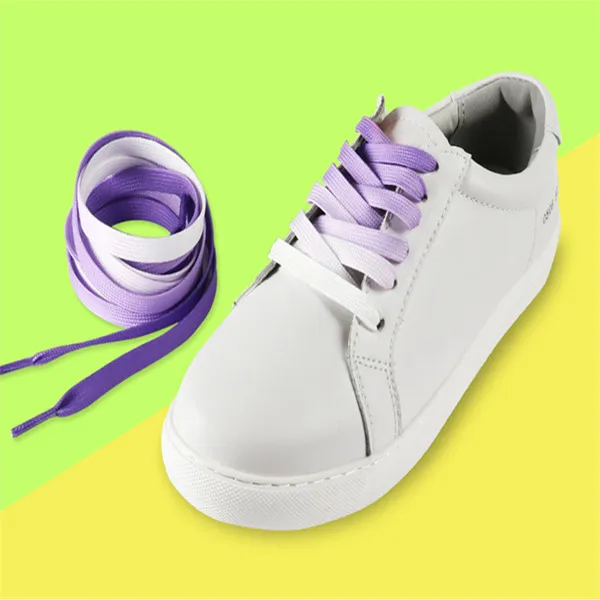 Purple Плоские цветные шнурки для обуви, меняющие цвета, вечерние шнурки для походов, парусиновые шнурки, спортивные шнурки - Цвет: Purple