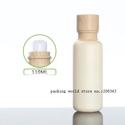 110 мл матовая стеклянная бутылка с белой/деревянной крышкой насоса для