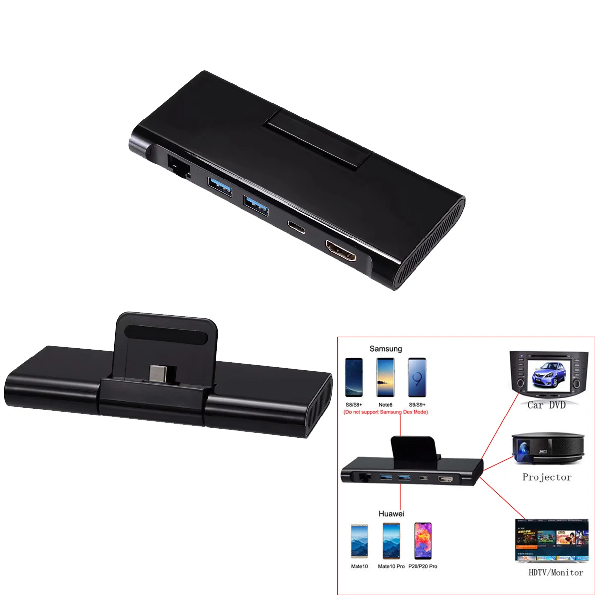Адаптер 5 в 1 Type C для 4K HDMI RJ45 USB 3 0 Hub Ethernet PD зарядное устройство Samsung Galaxy