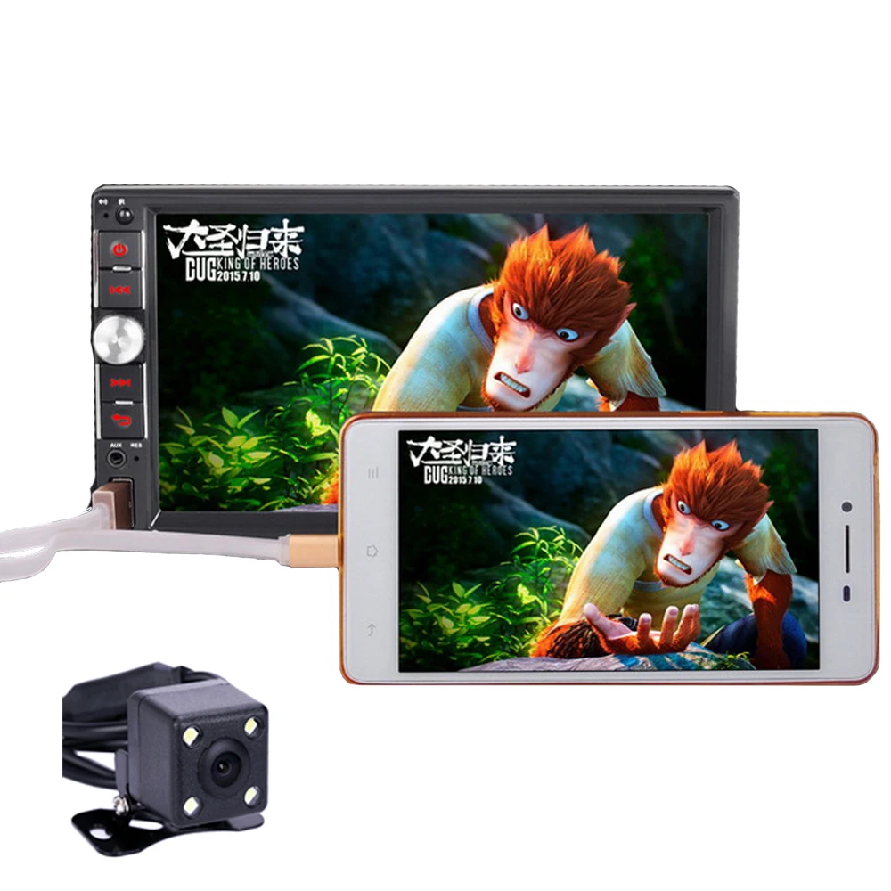 

HD 1024*600 USB TF Car Radio Stereo Mirror For Android Phone Touch Screen 2DIN 7"Handfree MP5 Player Bluetooth Mirror Link