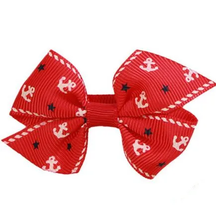 

200pcs/lot Lovely custom printed Anchors Aweigh hairbows