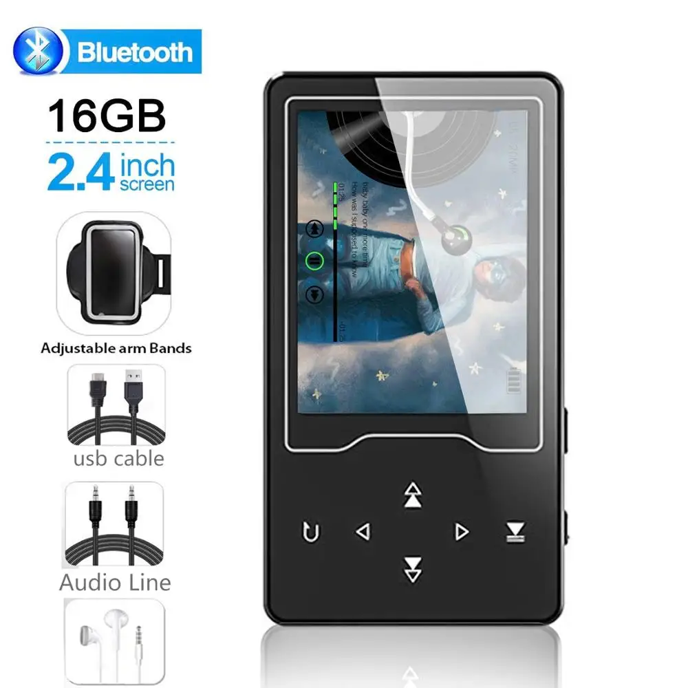 MP4 плеер Bluetooth4.2 MP3 музыкальный 16 ГБ с 2 4 дюймовым большим экраном видео