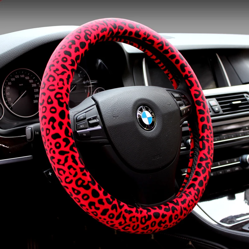 

KKYSYELVA New Winter Auto Car Steering Wheel Cover Warm Steering-Wheel Covers Interior Accessories