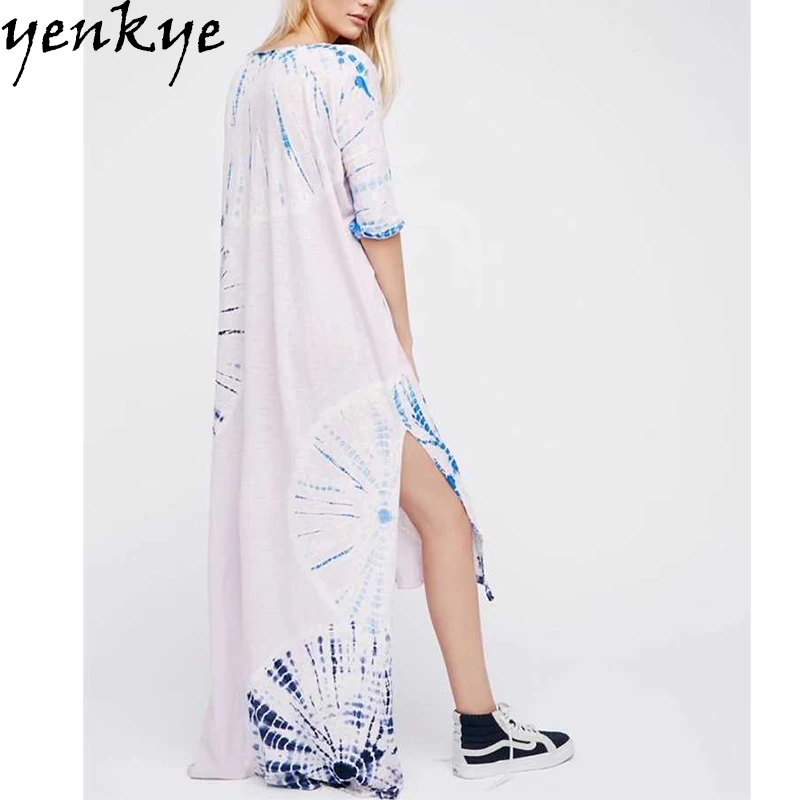 Летнее платье 2017 Для женщин краситель длинная футболка женский o Средства ухода
