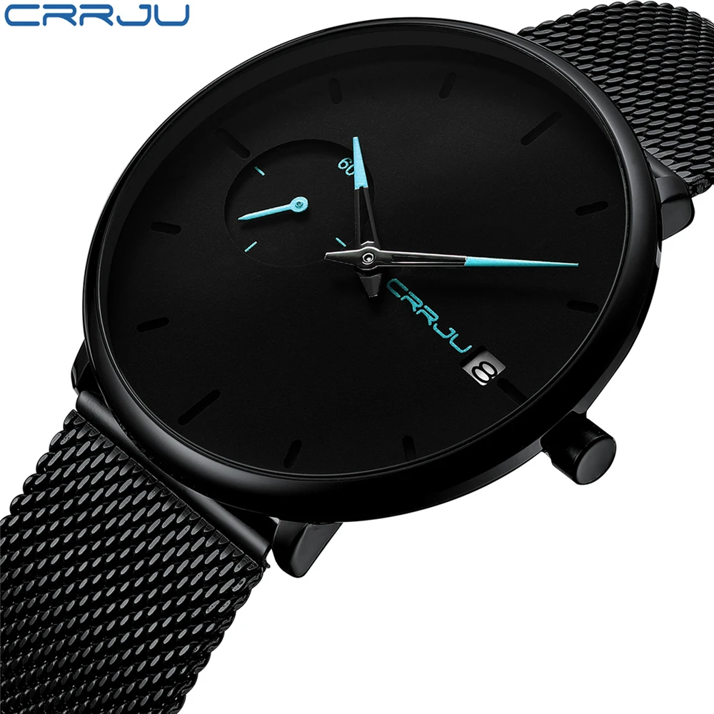 Relogio Masculino CRRJU мужские часы Лидирующий бренд Роскошные ультра тонкие наручные