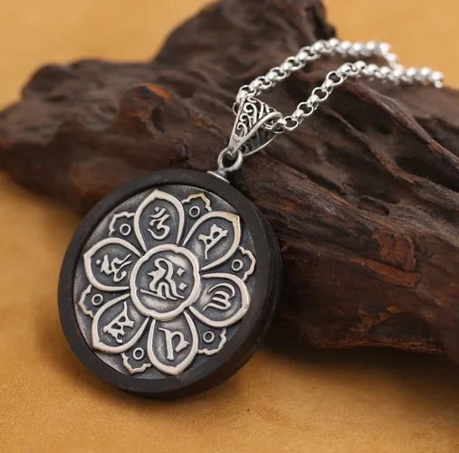 Новинка! Винтажная Подвеска из серебра 925 пробы в тибетском стиле Ом МАНИ ПАДМЕ