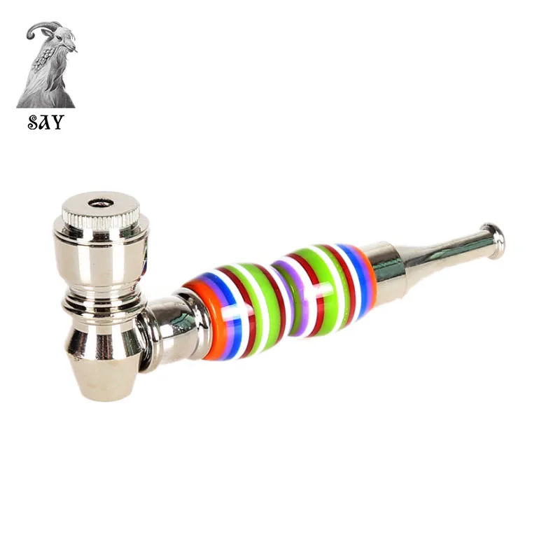 

SY 1 Pcs Ceramics Metal Pipes Portable Creative Smoking Pipe Herb Tobacco Pipe With Metal Screen Smoking Accessories