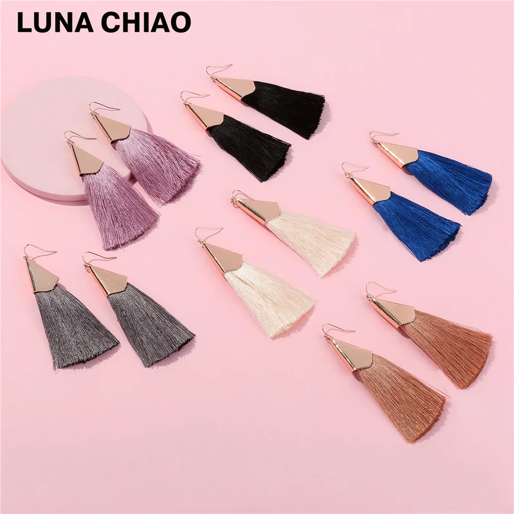 LUNA CHIAO 2020 новые серьги-подвески в форме веера с золотым покрытием шелковая