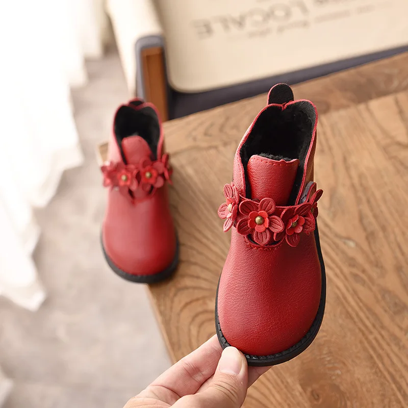 2018 зимние детские сапоги для девочек модные милые кожаные ботильоны с бантом