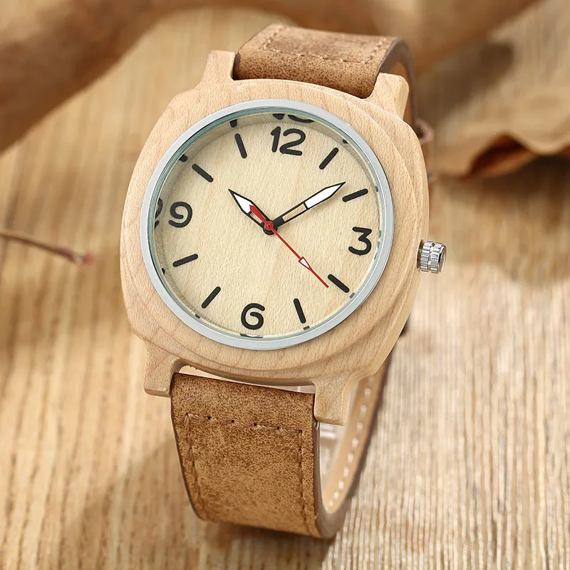 Настоящее Дерево Мужские кварцевые деревянные часы кленовый орех розовый