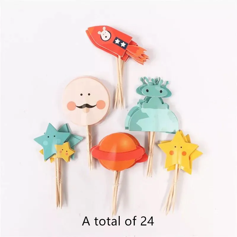 Космос ракета луна торт флаг инопланетянин звезды собака украшение для