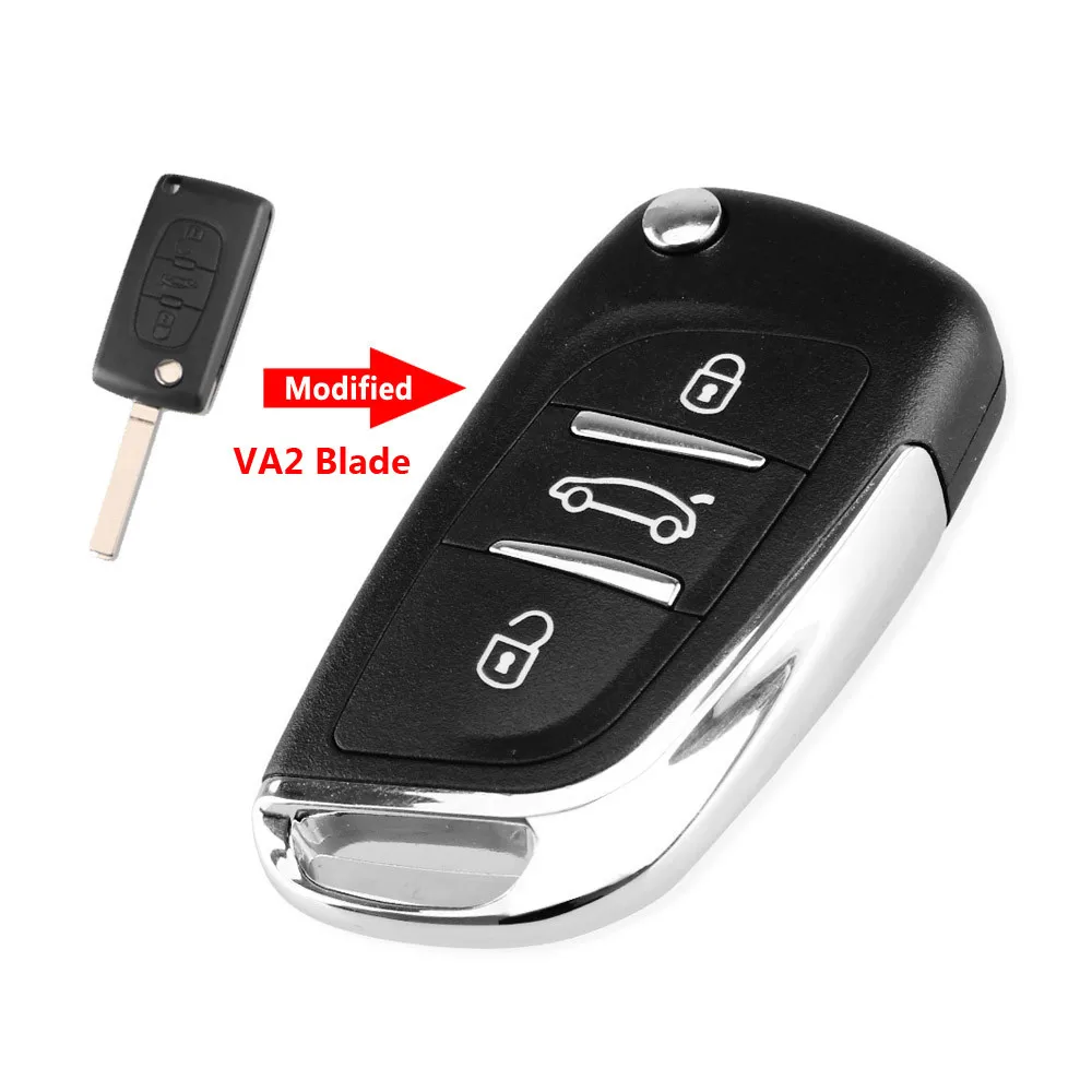 3 Buttons KEYYOU VA2/HU83 лезвие модифицированный 2/3BTN складной пульт дистанционного управления автомобиля корпус ключа для Peugeot 107 206 207 307 308 407 308 607 брелок CE0536 - Количество кнопок: 3 Buttons