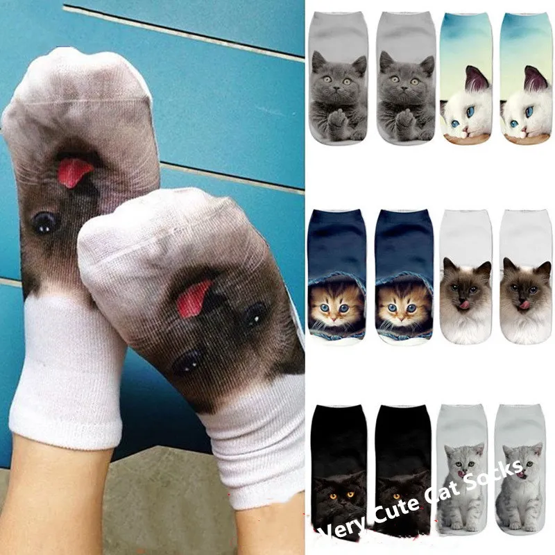 Модные носки с милым котом 3D принт для женщин и мужчин забавные веселые крутые