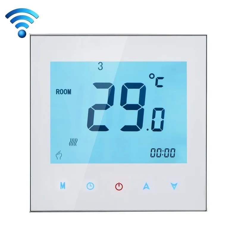 WHITE 24VAC, 95-240VAC 3A Еженедельный программируемый сенсорный ЖК-экран wifi термостат Подогрев водяного пола для NC, нет - Цвет: WHITE