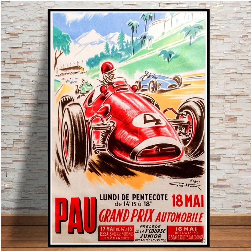Grand Prix Супер гоночный автомобиль Ретро 2006 Monaco Racing 64-й мотор плакат настенный Арт холст настенная картина Картина для комнаты домашний декор - Цвет: Зеленый