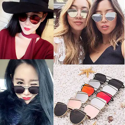 Женские зеркальные солнцезащитные очки в стиле ретро с металлической оправой