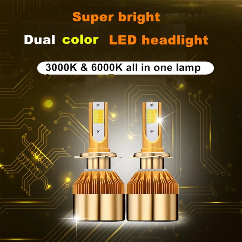 

Car Headlight H4 LED H7 LED Bulb 3000K 6000K H1 H3 H8 H11 9005 HB3 9006 HB4 880 881 H27 LED Dual Color Yellow White Light