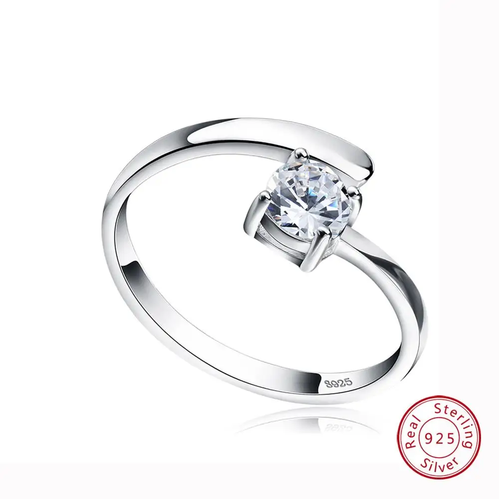 ORSA JEWELS, настоящее 925 пробы, серебряные кольца для пар, обручальное кольцо с AAA цирконием, регулируемое кольцо на палец для женщин и мужчин, ювелирные изделия OSR22 - Цвет камня: Women