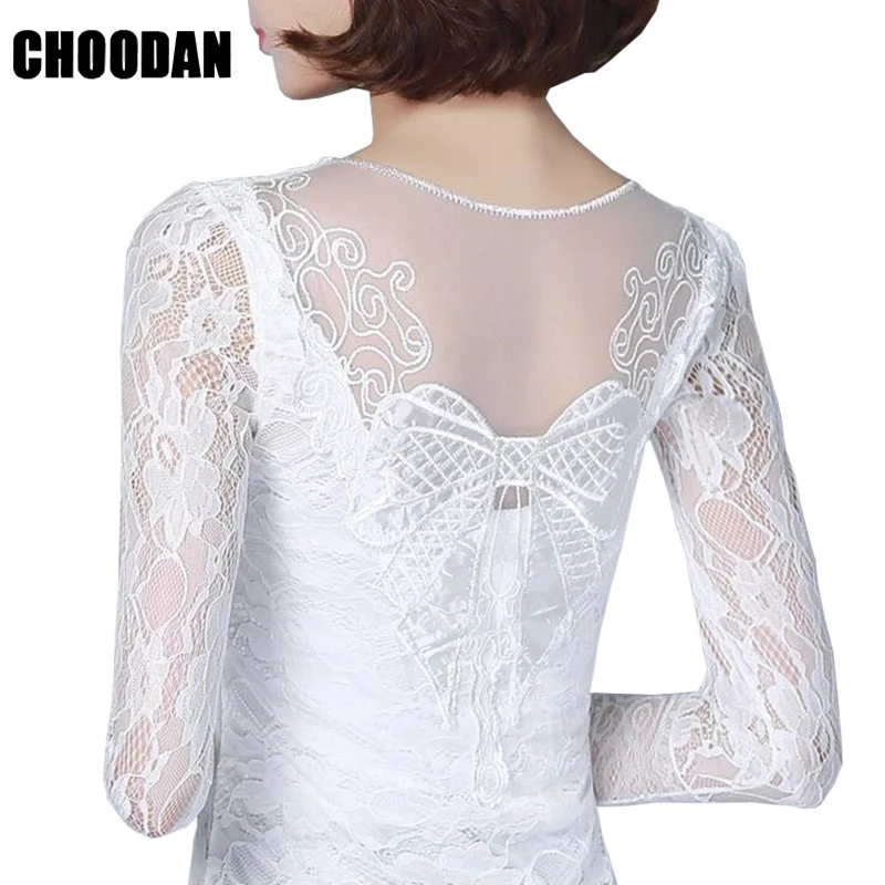 Кружевная блузка Женская Лоскутная сетчатая с длинным рукавом и вышивкой осенне