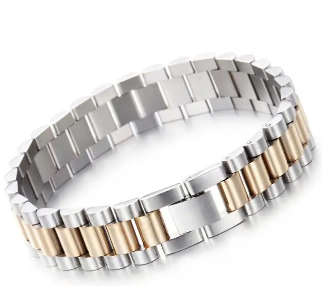 Браслет-цепочка из нержавеющей стали золотого цвета 15 мм 8 66 дюйма | Украшения и