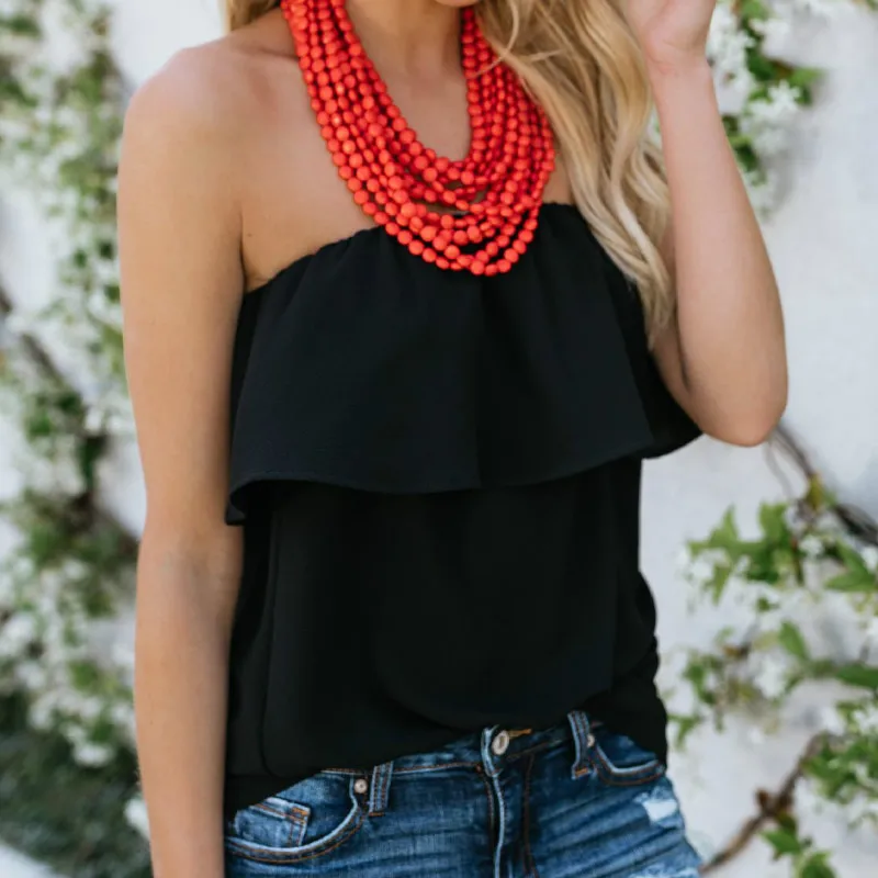 Новые летние блузки рубашки спинки сексуальная Slash шеи с плеча топы шифон Blusas