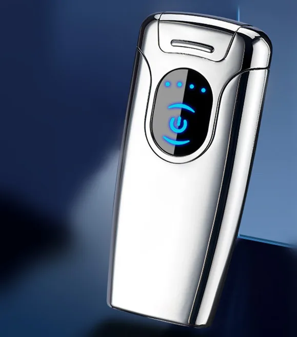 Arc электронная USB электрическая сигарета электрическая зажигалка с функцией отпечатка пальцев для бойфренда отца день рождения свадебный подарок зажигалки - Цвет: silver