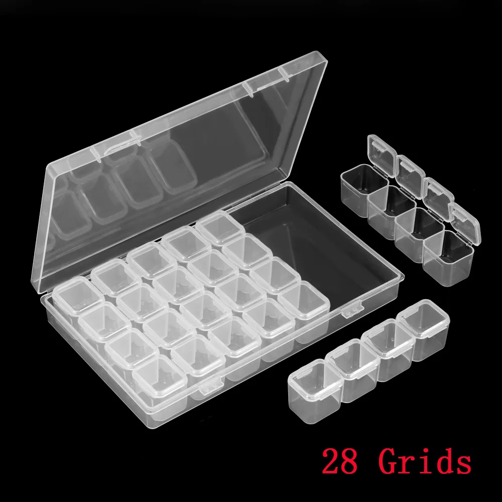 28 Grids 64/128/за штуку инструменты для вышивки картин со стразами контейнер для бисера Стразы Алмазная вышивка камень аксессуары для хранения мозаика удобный ящик - Цвет: 28 Grids