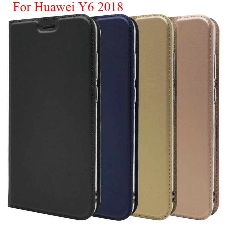 Ультратонкий чехол с магнитным напряжением для Huawei Y6 2018 держатель карт сумка