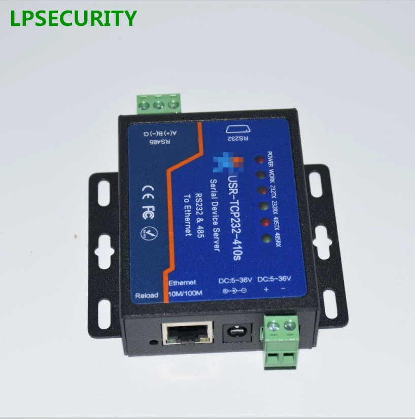 LPSECURITY USR-TCP232-410S Серийный RS232 RS485 для серверного терминала Ethernet с блоком питания |